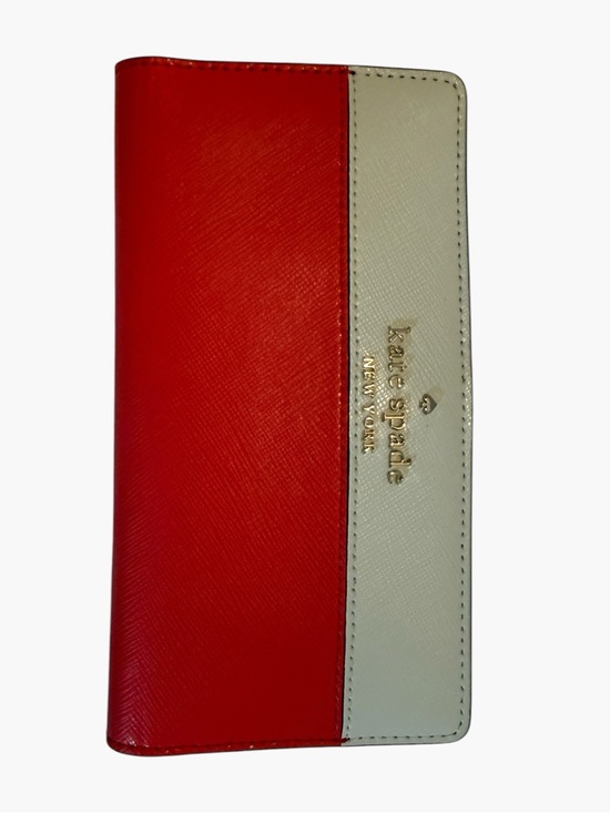 kate spade Accessories - kate spade Red and Cream Two-Tone Leather Long Wallet with Gold Logo